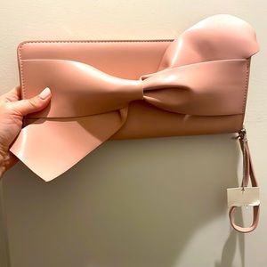 Pink Bow Zip Clutch